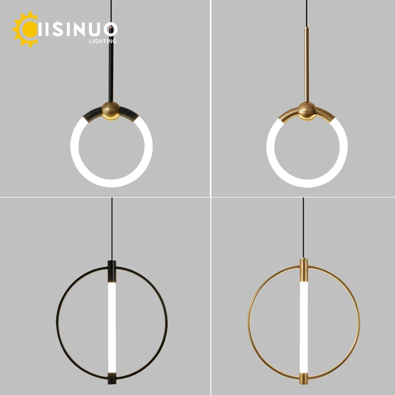 Afralia™ LED Circle Pendant Lights in Gold/Black for Home Decor Lighting