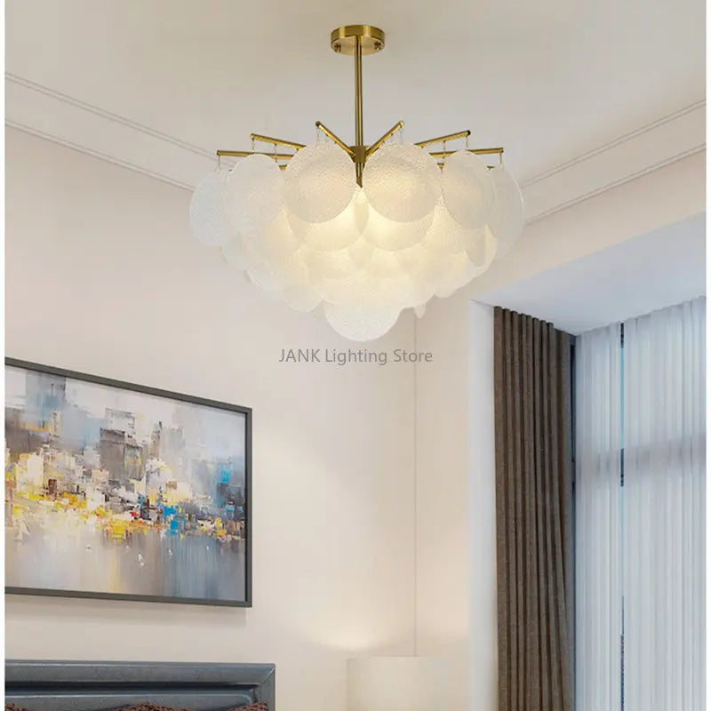 Afralia™ Glass LED Chandelier 50cm Diameter for Living Room, Dining, Island - Lighting Fixtures