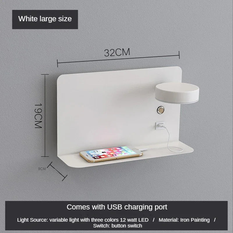 Afralia™ LED Shelf Wall Lamp with USB Charging Port & Switch