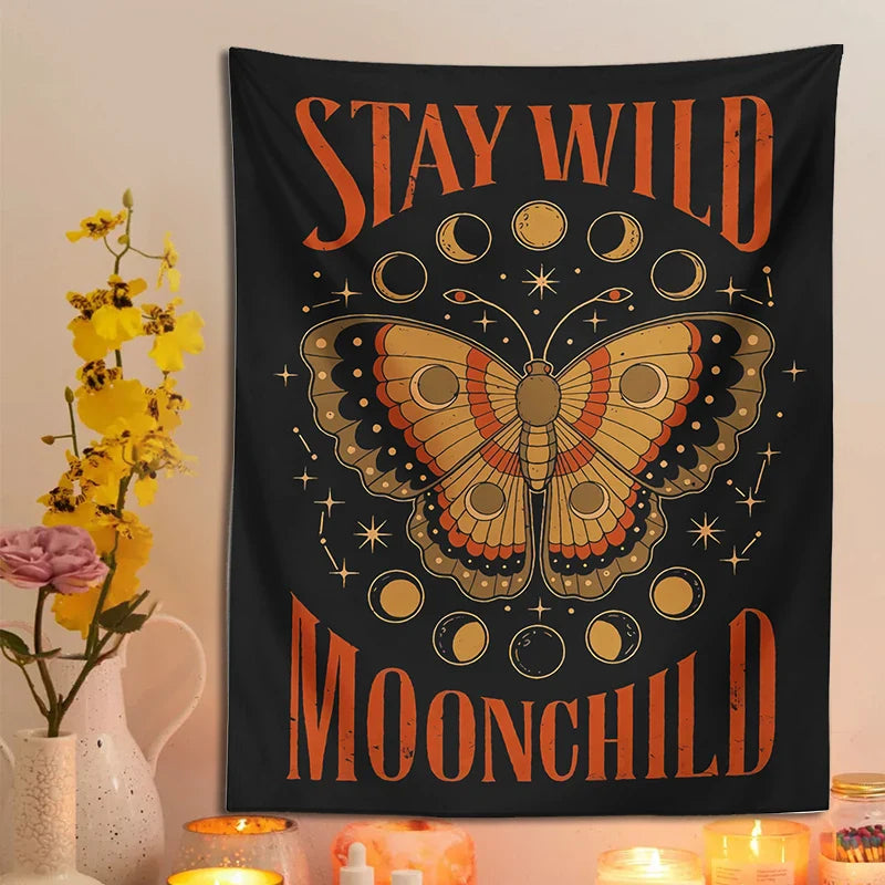 Afralia™ Moonchild Tapestry Wall Hanging: Psychedelic Tarot Art for Home Decor