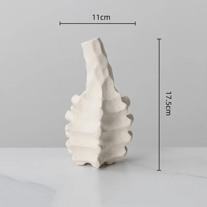 Afralia™ Ceramic Vase with Irregular Geometry and Skeletal Lines for Home Decor