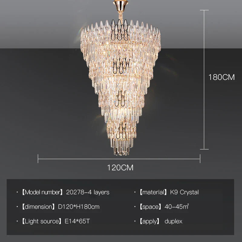 Afralia™ Crystal LED Chandelier | Long Stairway Villa Light | Modern Luxury Post Lamp