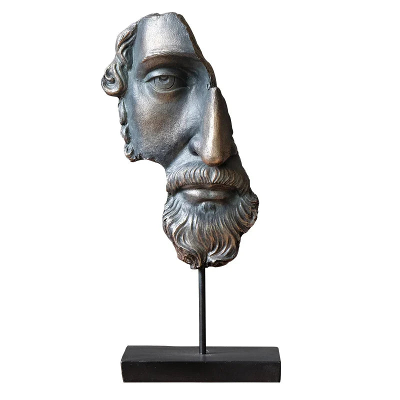 Afralia™ Abstract David Face Resin Sculpture for Home Decor
