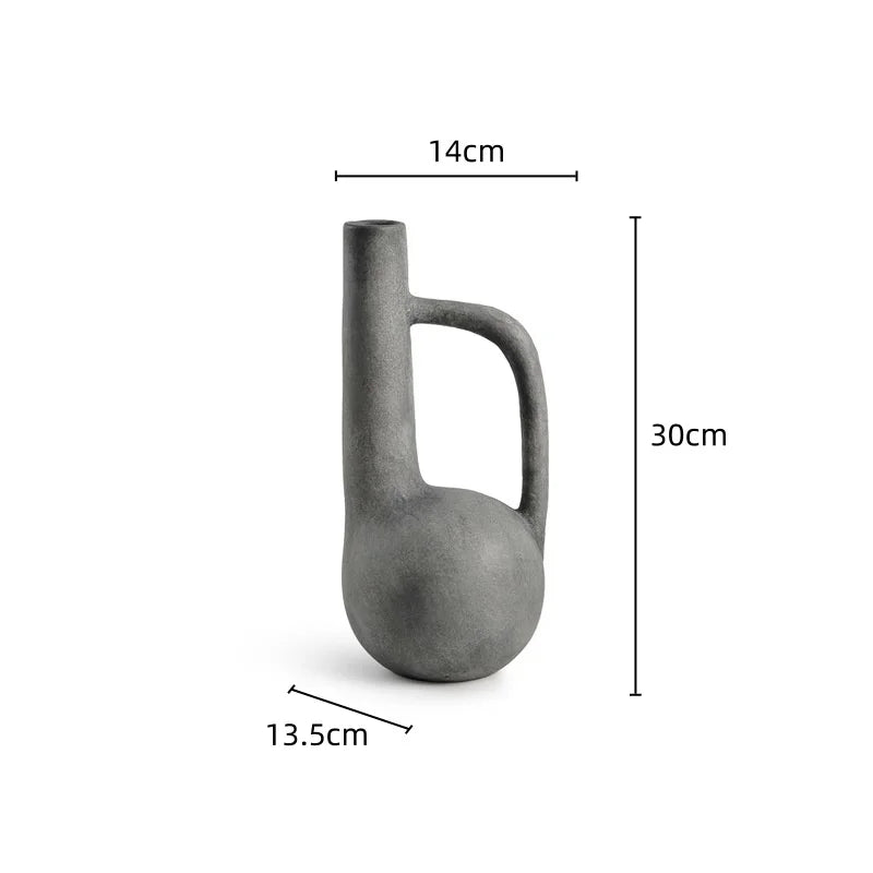 Afralia™ Geometric Stoneware Vase Vintage Art Craft Home Decor Ornaments