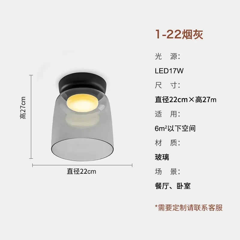 Afralia™ Glass LED Ceiling Light in Amber/Gray/Green - Modern Indoor Lighting for Various Spaces