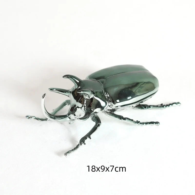 Afralia™ Silver Dragonfly & Beetle Metal Sculpture Home Decor Figurine