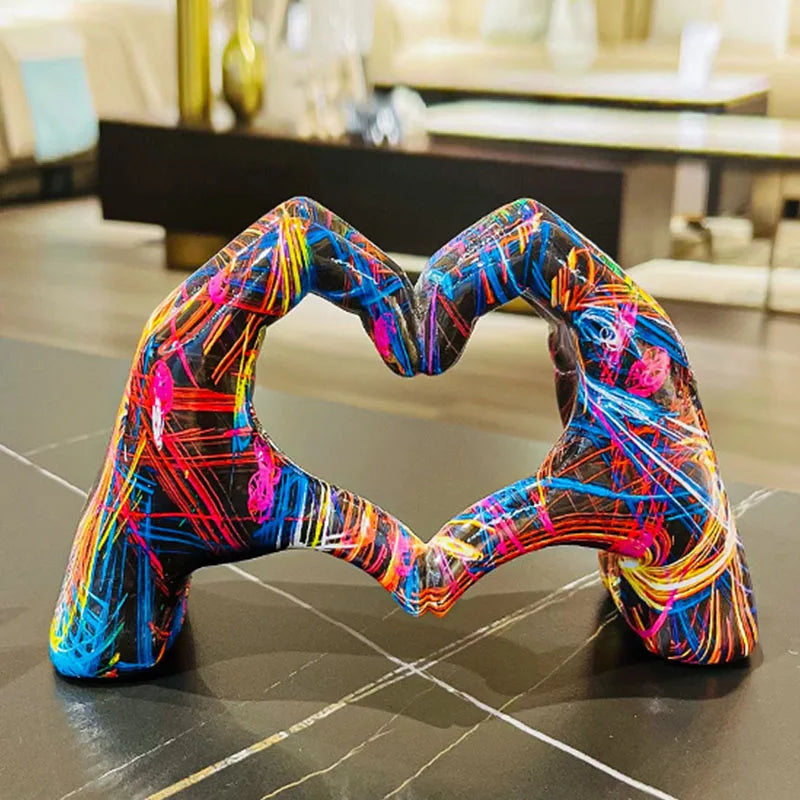 Afralia™ Love Gesture Sculptures - Heart Hand Pop Art Figurines