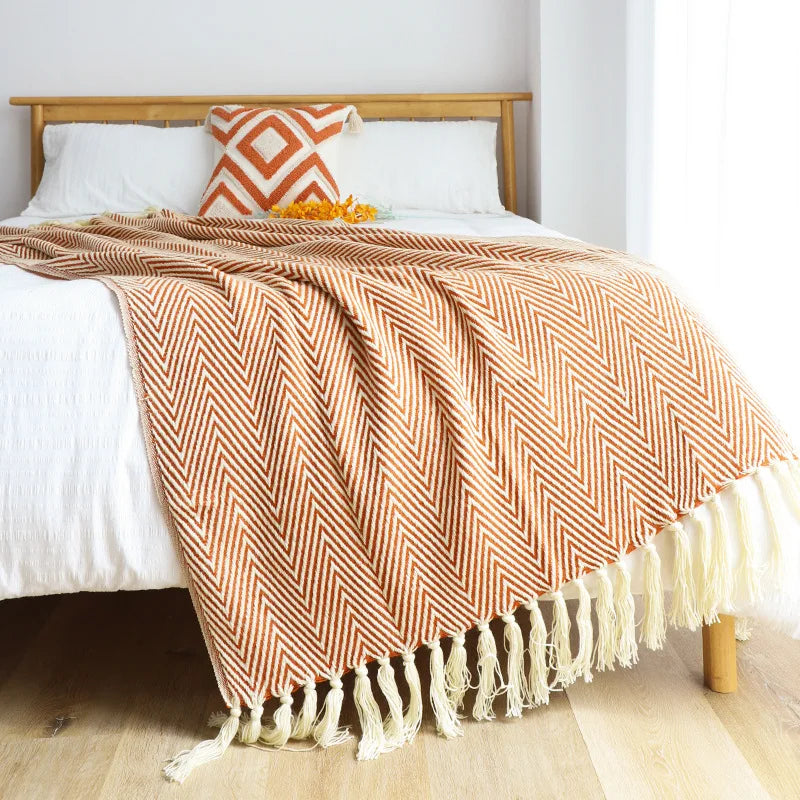 Afralia™ Geometric Knitted Blanket - Soft and Cozy Classic Decor for Home and Hotel Use