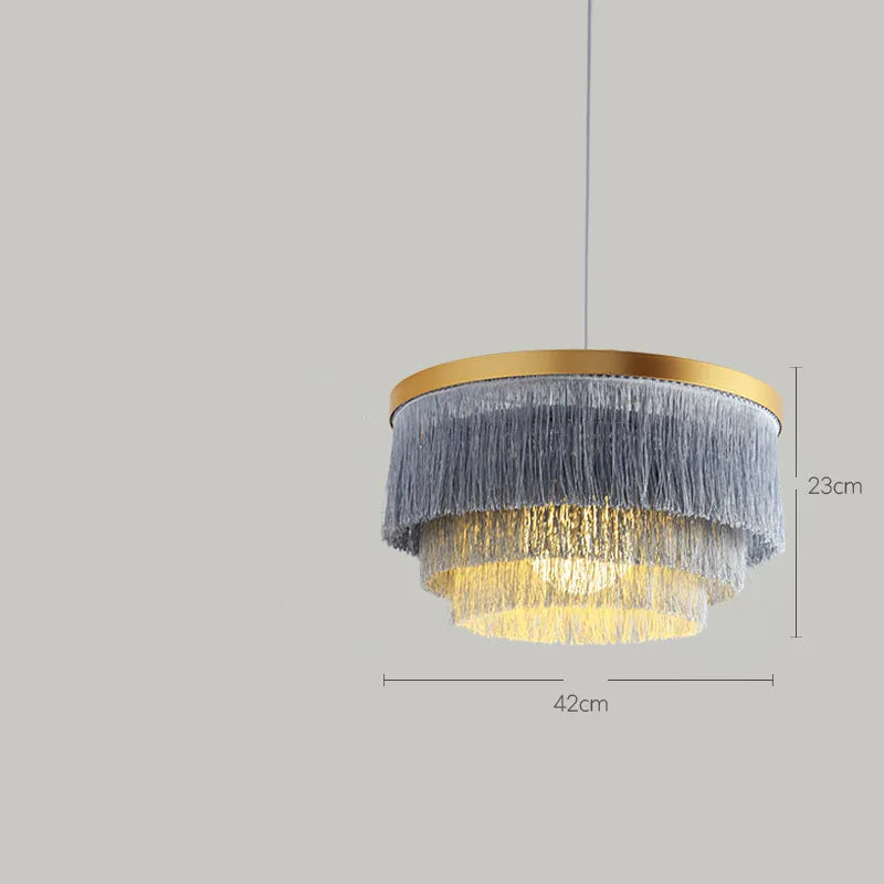 Afralia™ Round Fringe Chandelier for Dining, Bar, Kitchen - Creative Boho Pendant Lamp