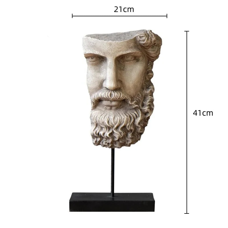 Afralia™ Abstract David Face Resin Sculpture for Home Decor