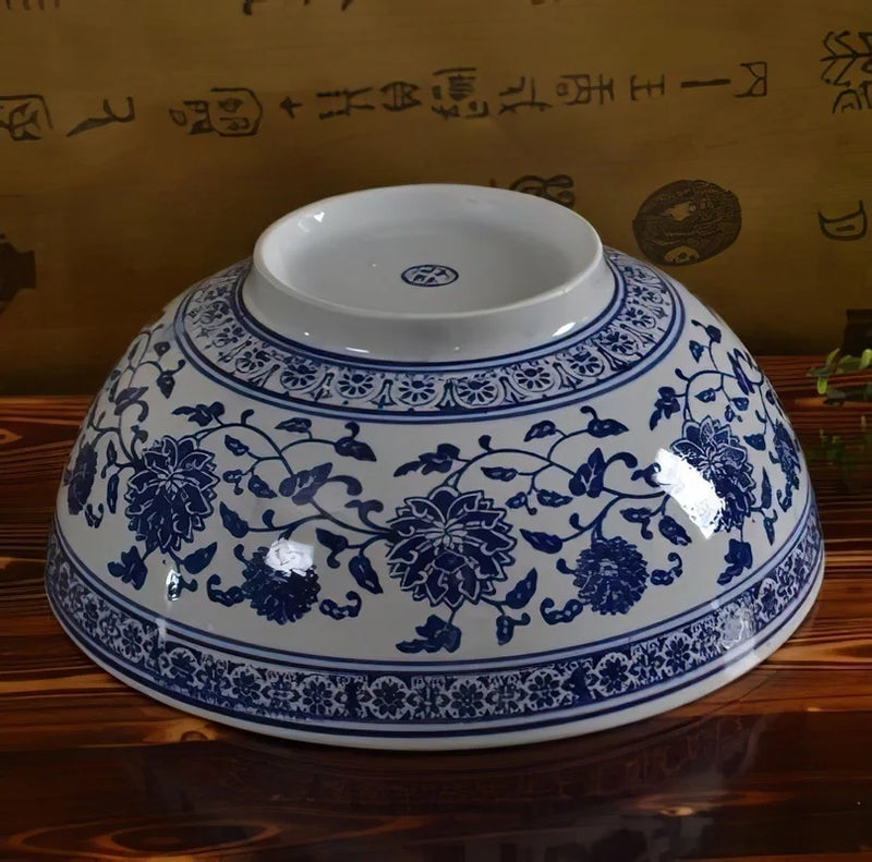 Afralia™ Blue and White Ceramic Noodle Bowl - Japanese Style Tableware