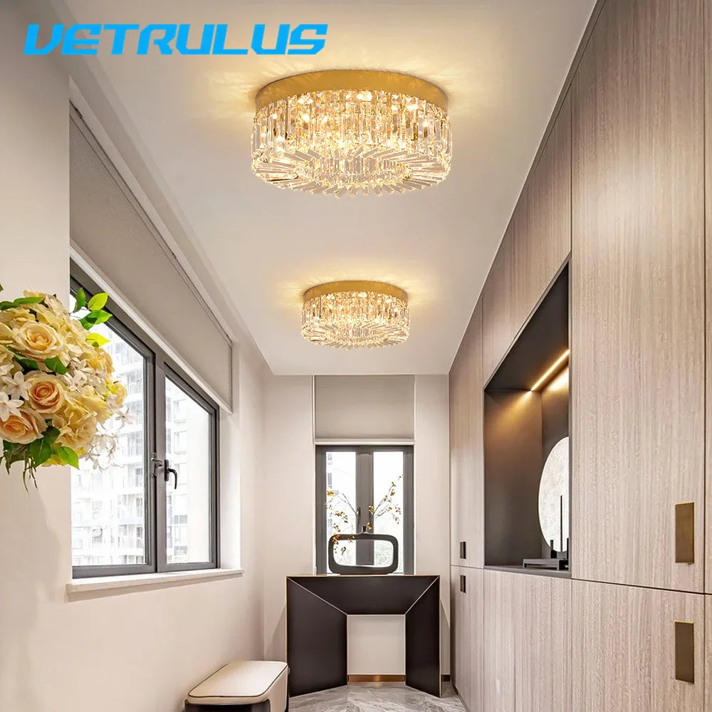 Afralia™ Crystal Ceiling Chandelier: Modern LED Round Pendant Lamp for Luxury Home Decor