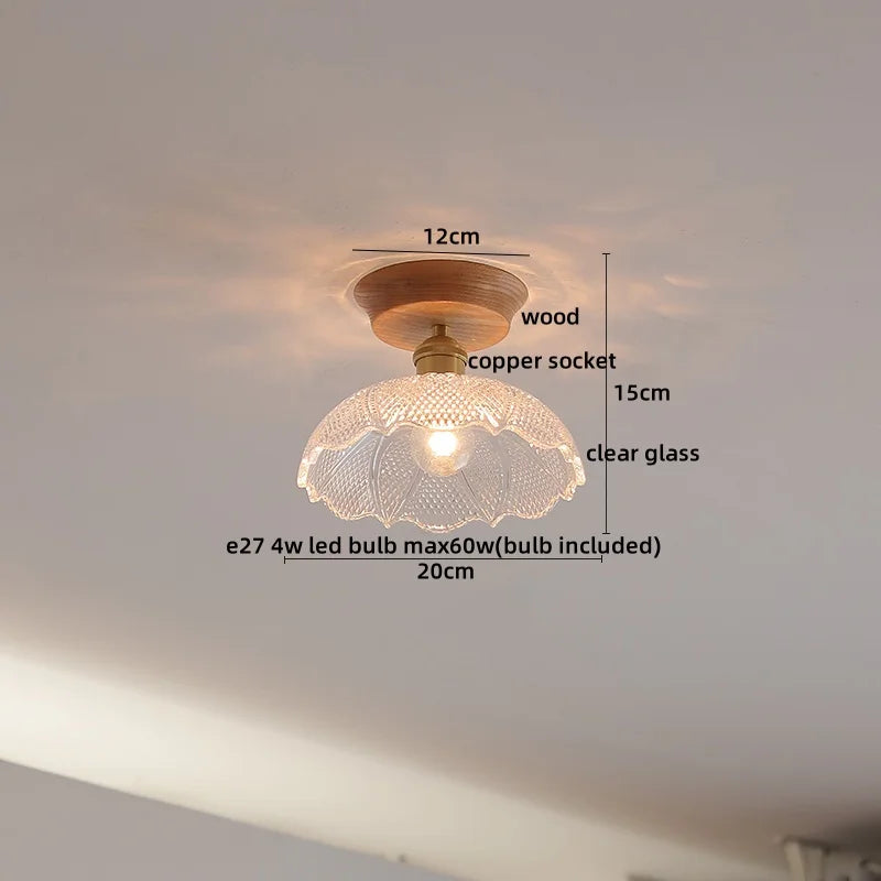 Afralia™ Copper Wood LED Ceiling Lamp Ceramic Modern Ceiling Lights for Home Decor