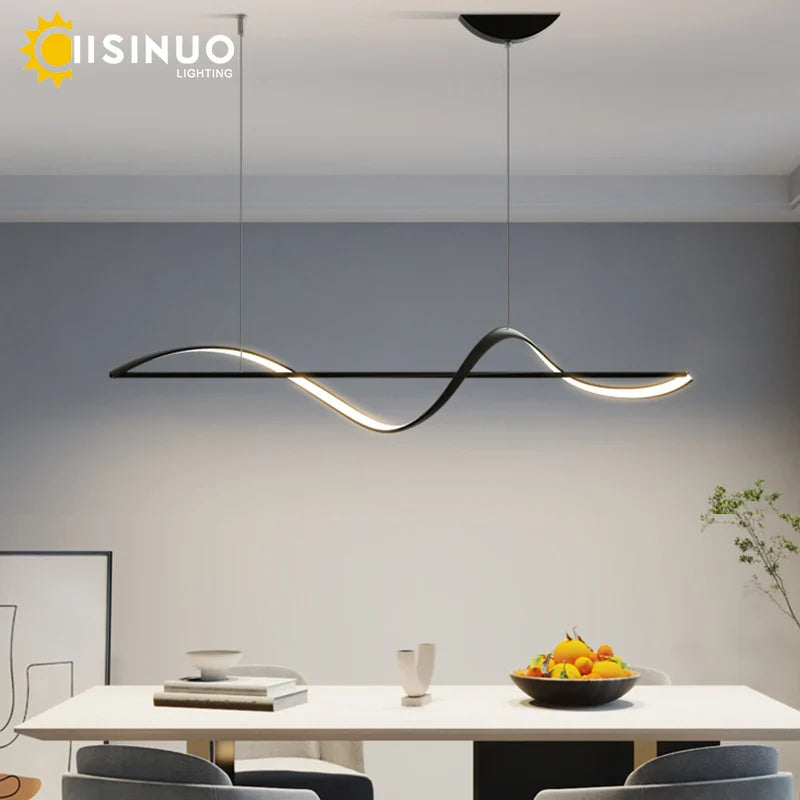 Afralia™ Dimmable LED Linear Chandelier Pendant for Kitchen Bedroom Dining Room