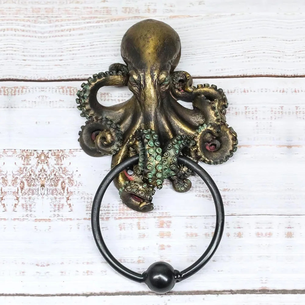 Afralia™ Octopus Knocker Hook Wall Decor Resin Sculpture, Realistic Home Decoration Accessories
