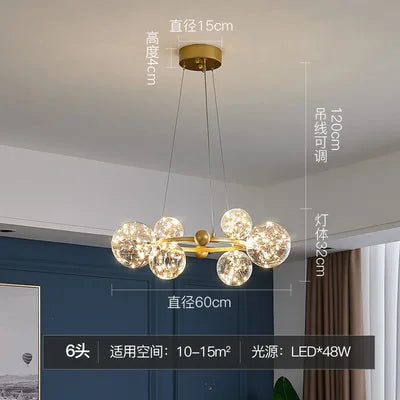 Afralia™ Glass Ball LED Ceiling Chandelier for Home Dining Living Bedroom