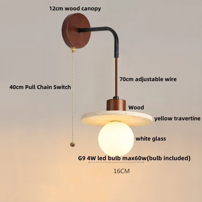 Afralia™ White Glass LED Wall Light Sconce with Pull Chain Switch for Bedroom and Bar