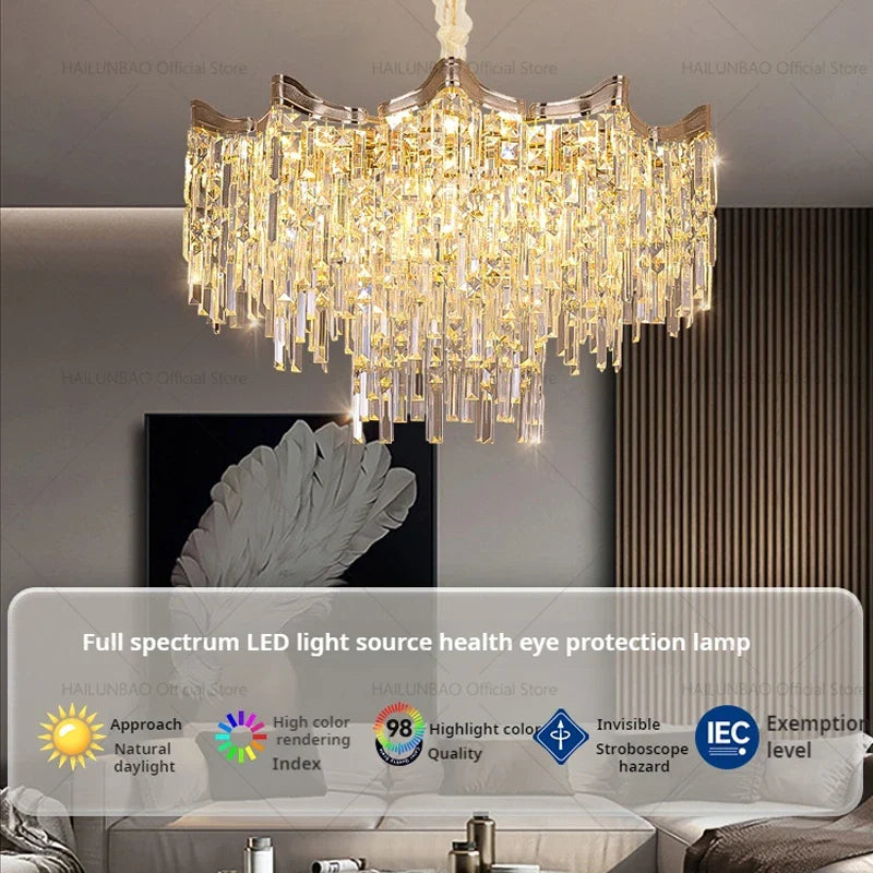 Afralia™ Tassel Crystal Chandelier: Postmodern Luxury Lamp for Living Room, Bedroom, and Restaurant