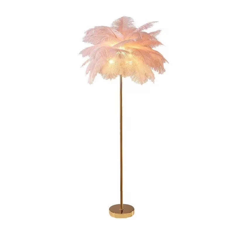 Afralia™ Nordic Ostrich Feather Floor Lamp: Vintage Living Room Stand Light, Feather Lighting