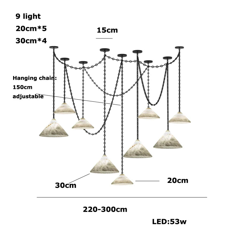 Afralia™ Gold Black Pendant Chain LED Lucite Chandelier - Indoor Bedroom Ceiling Light Fixtures