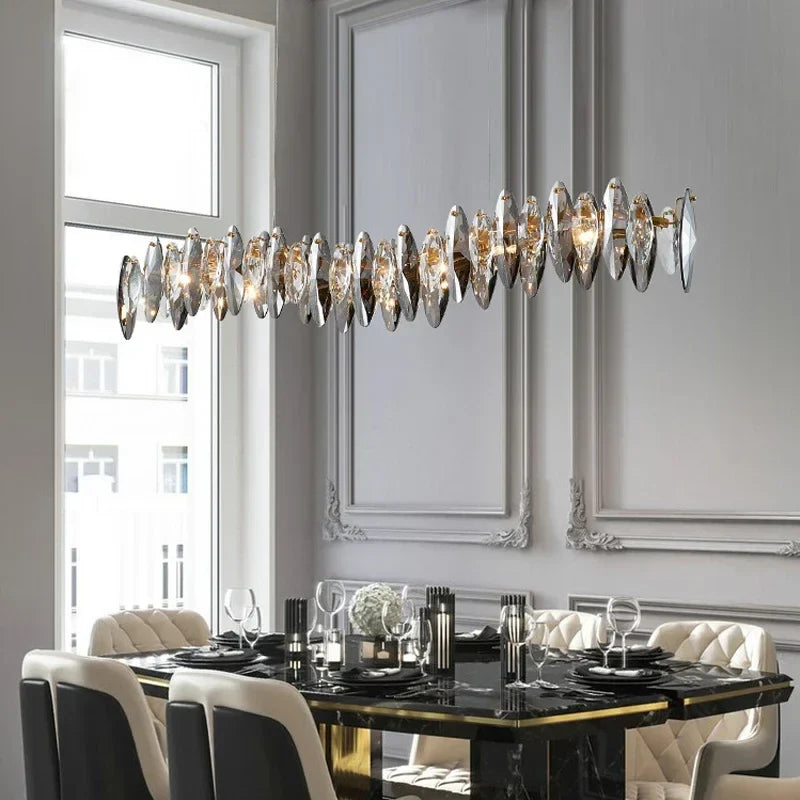 Afralia™ Crystal Ceiling Chandelier LED Modern Luxury Lighting for Living Dining Bedroom