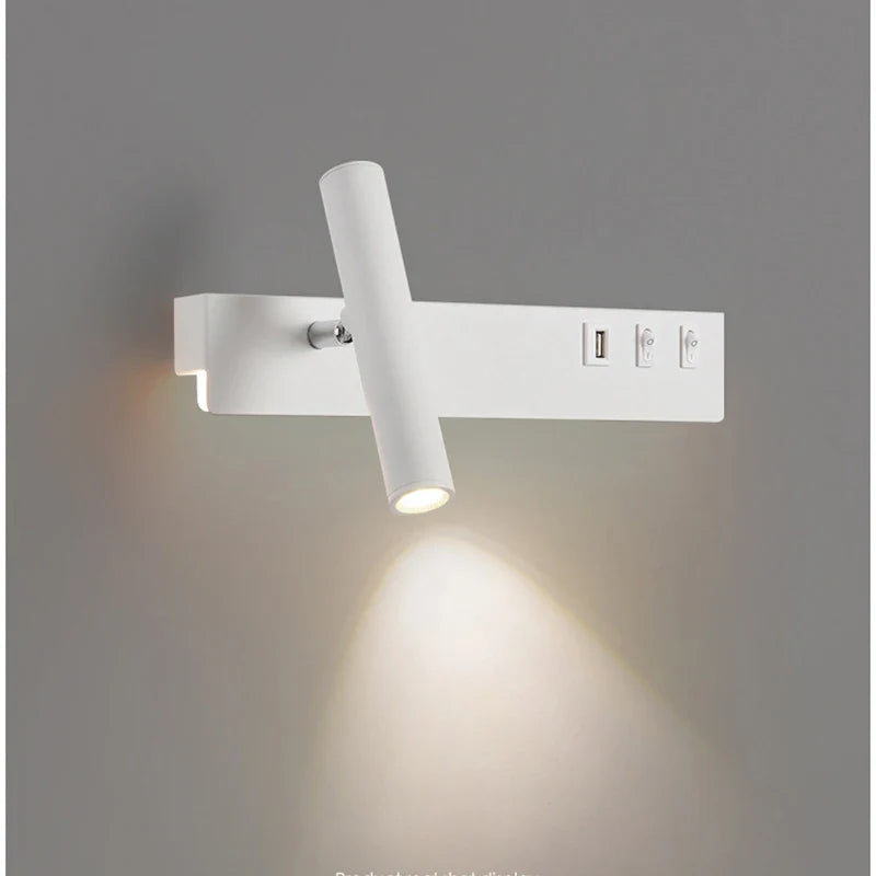 Afralia™ Modern LED Wall Lamp With Switch USB for Bedroom Living Room