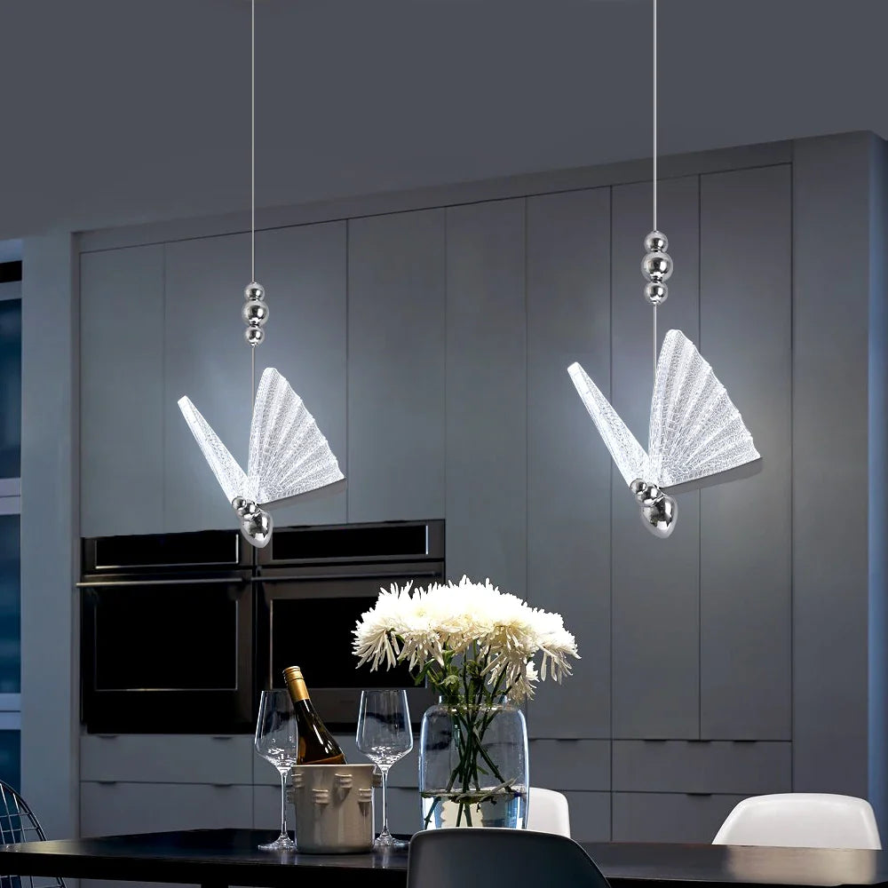 Afralia™ LED Butterfly Pendant Light for Bedroom Living Room: Modern Chanderlier Fixture Lamps