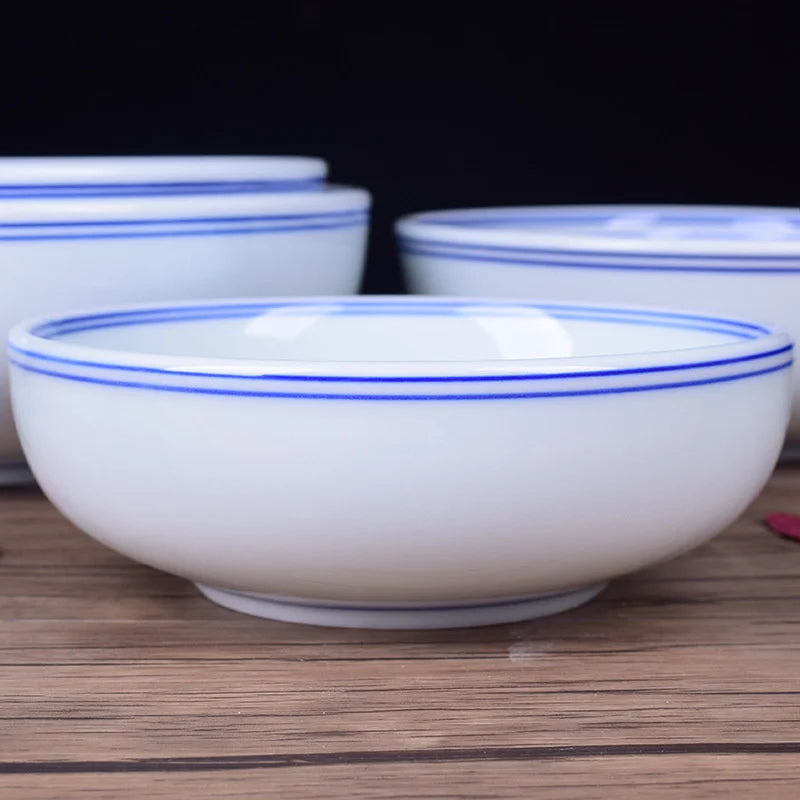 Afralia™ Blue and White Ceramic Noodle Bowl - Chinese Style Porcelain Tableware