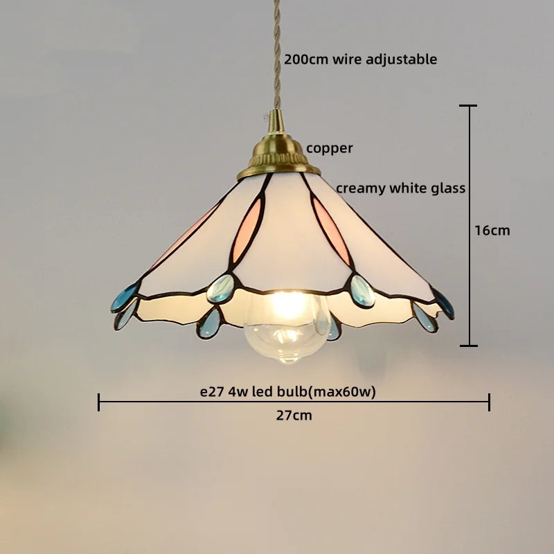 Afralia™ Pink Glass LED Pendant Lights Copper Modern Hanging Lamp Home Decor