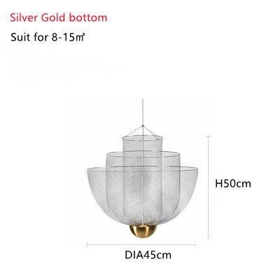 Afralia™ Gold Mesh Grid Ceiling Chandelier: Dimmable LED Indoor Lighting