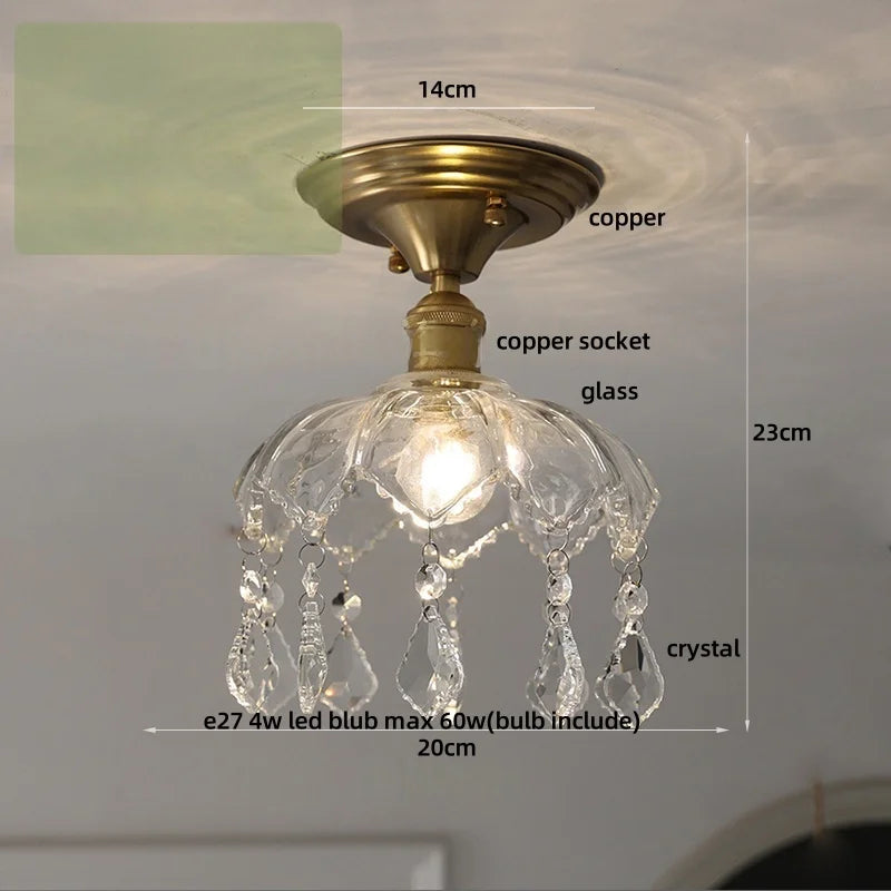 Afralia™ Glass Grid LED Ceiling Lamp: Luxury Crystal Nordic Copper Ceiling Lights