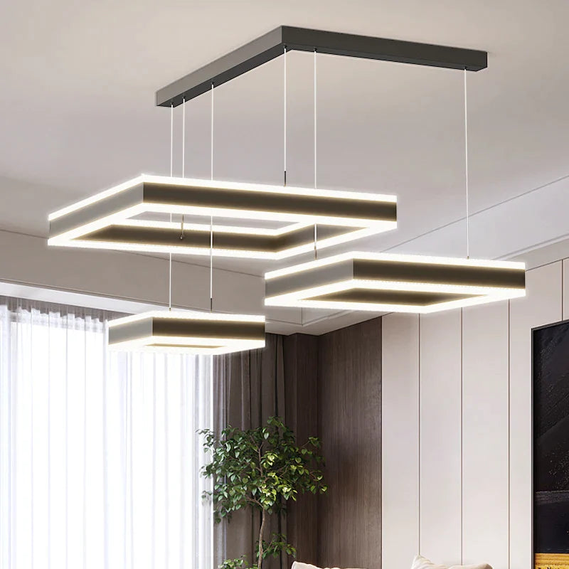 Afralia™ Smart Square Up Down Lighting Chandelier for Modern Living Room, Dining Room & Bedroom