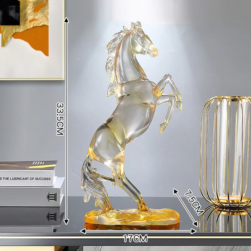 Afralia™ Horse Resin Ornament: Simulation Animal Sculpture, Transparent Colored Decor, Home Figurine