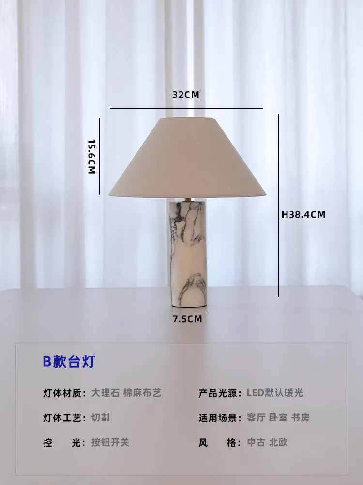 Afralia™ Marble Table Lamp LED E27 Minimalist Desk Light Bedroom Study Studio