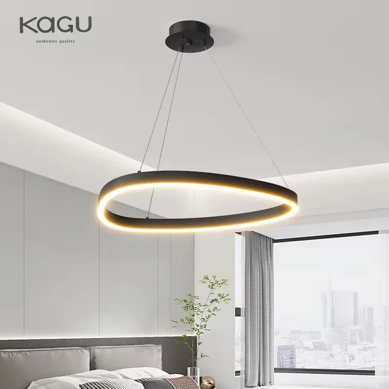Afralia™ Modern Brushed Rings LED Chandelier Ceiling Light for Living Room Bedroom
