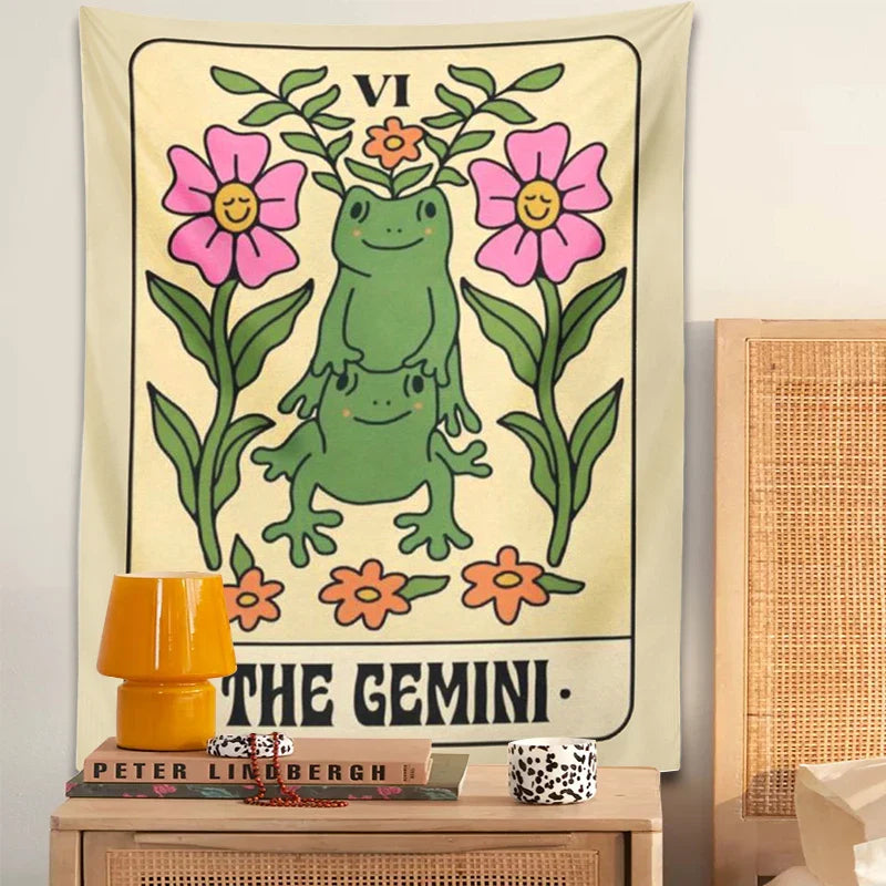 Afralia™ Gemini Frog Constellation Wall Hanging Tapestries for Boho Room Decor