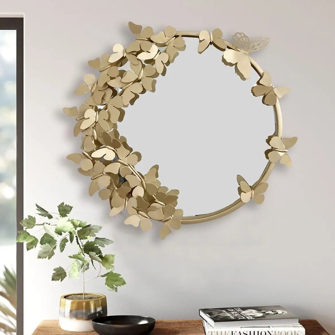 Afralia™ Metal Wall Mirror for Bathroom, Bedroom & Hallway Décor