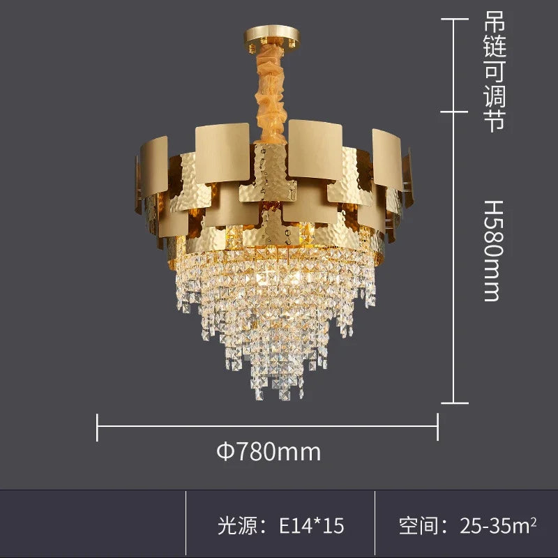 Afralia™ Modern Golden Stainless Steel Hanging Chandelier Ideal for Living Spaces