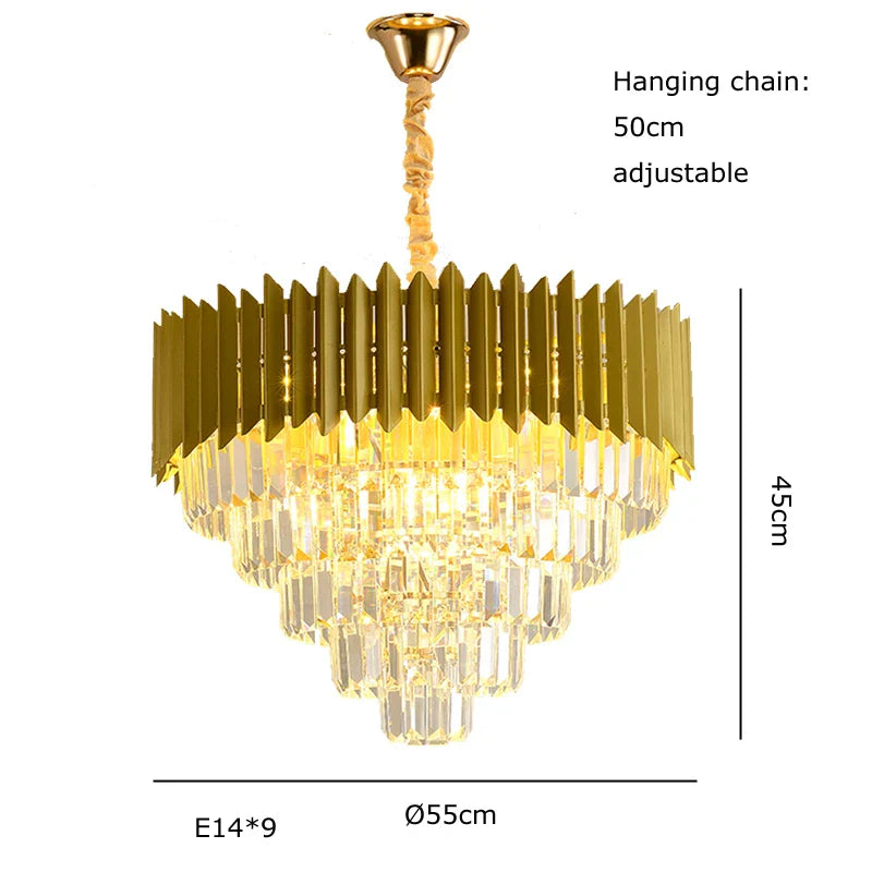 Afralia™ Modern Golden Crystal Pendant Chandelier for Luxurious Living Room Decor