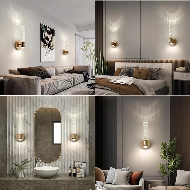 Afralia™ Bubble Crystal LED Wall Sconces for Home Indoor Decor