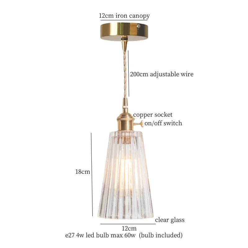 Afralia™ Glass LED Pendant Light for Home Restaurant Cafe Nordic Minimalism Copper Lamps