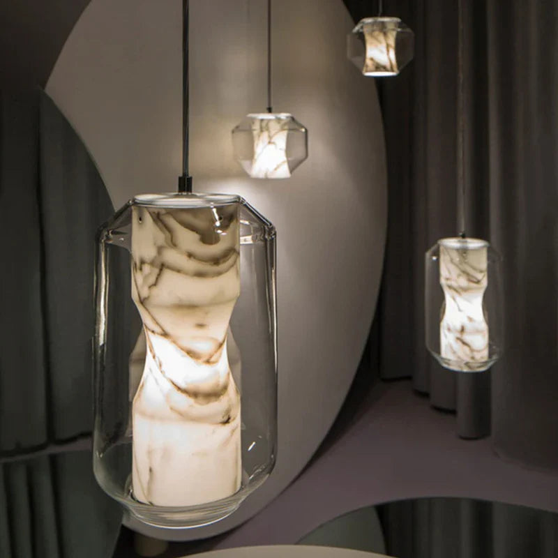 Afralia™ Marble Glass Chandelier: Modern Minimalist LED Pendant Lamps for Home Decor