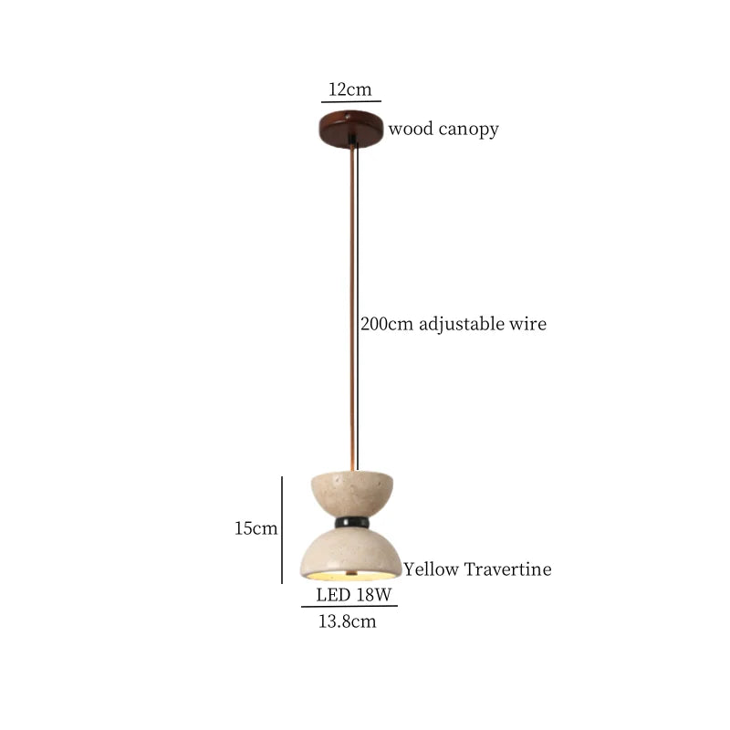 Afralia™ LED Pendant Lights, Yellow Travertine Vintage Hanging Lamp for Living Room & Kitchen