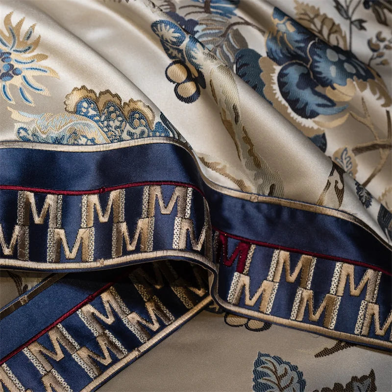 Afralia™ Satin Jacquard Egyptian Cotton Bedding Set with Silky Duvet Cover