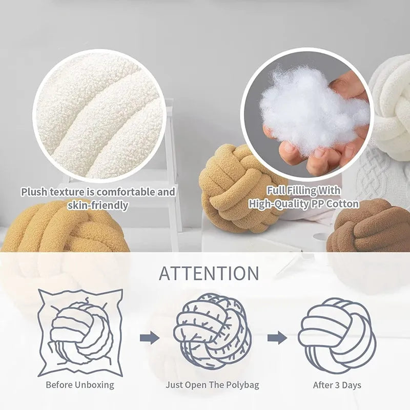 Afralia™ Boucle Knotted Circle Soft Pillows - Home Decorative Round Ball Throw Plush Pillows
