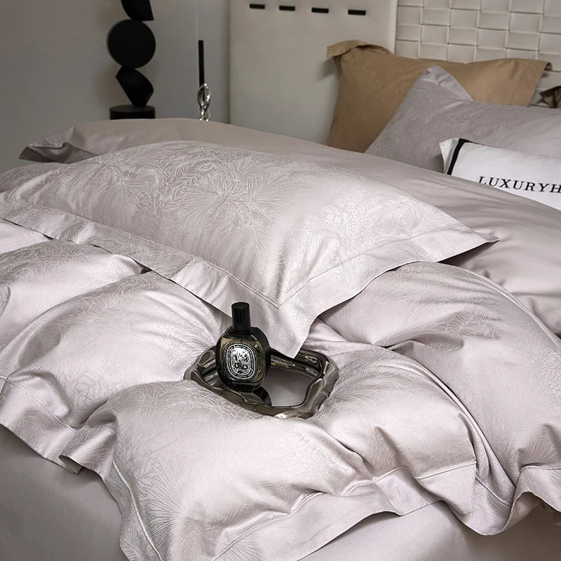 Afralia™ Luxury Jacquard Egyptian Cotton Queen King Bedding Set 4Pcs
