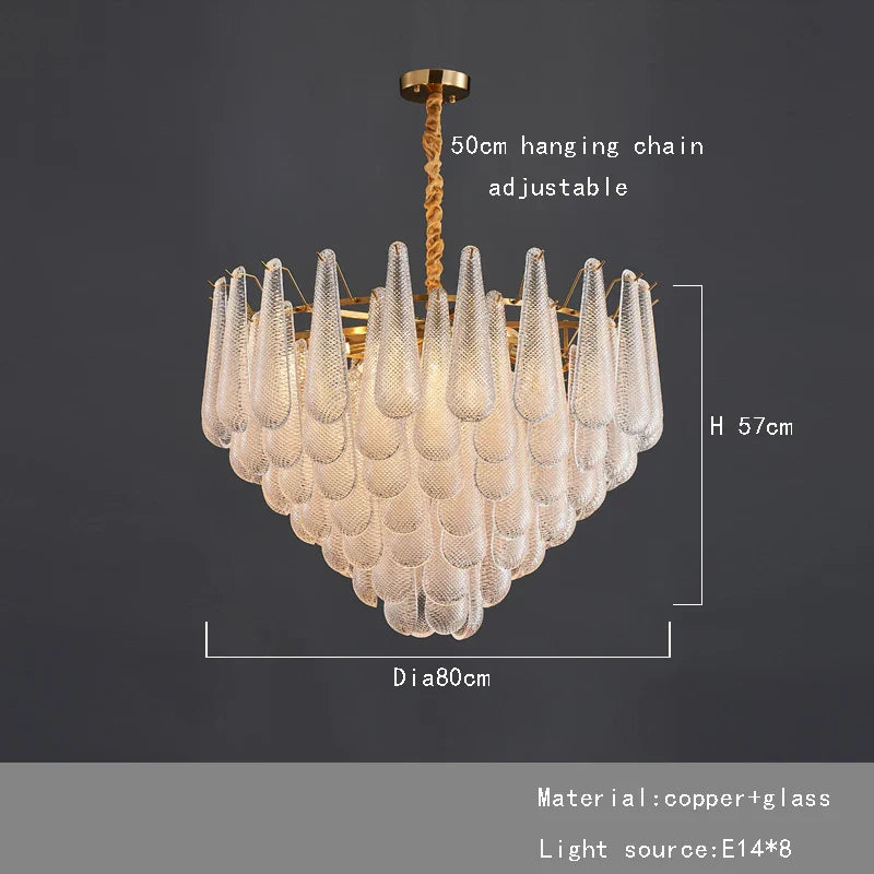 Afralia™ Elegant Glass Chandelier Lighting for Home Dining Room Decor