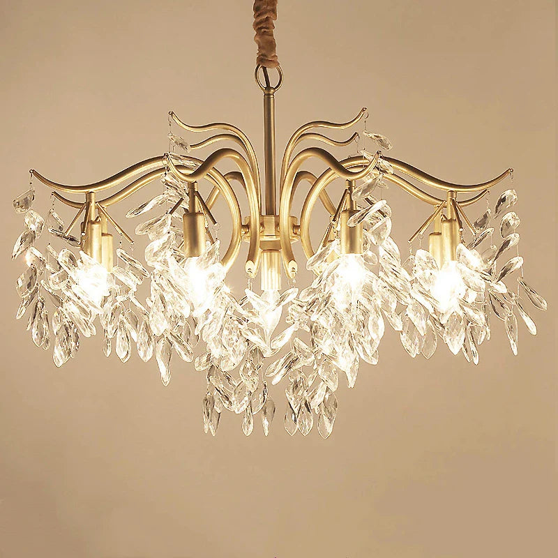 Afralia™ Gold Crystal Ceiling Chandelier for Bedroom Dining Living Room