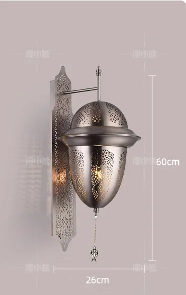 Afralia™ Exotic Moroccan Hollow Carving Wall Lamp LED E27 Industrial Iron Art