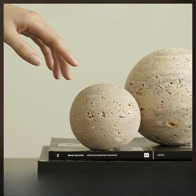 Afralia™ Marble Stone Ball Sculpture for Home Decoration